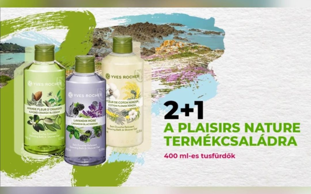 Yves Rocher: 2+1 akció a Plaisirs Nature termékcsaládra