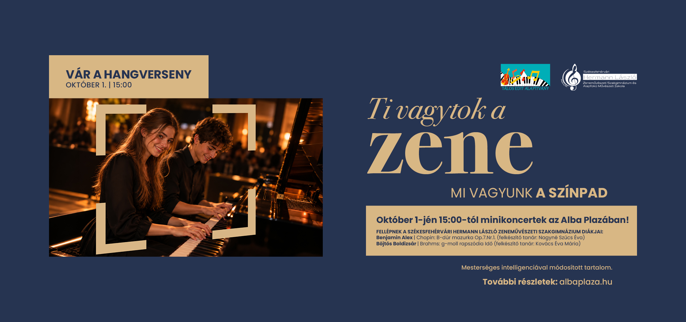 Vár a hangverseny! Október 1. | 15:00. Ti vagytok a zene, mi vagyunk a színpad. Alba Plaza.